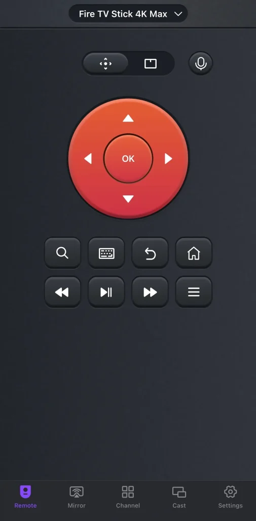 Insignia Fire remote interfaces on the app