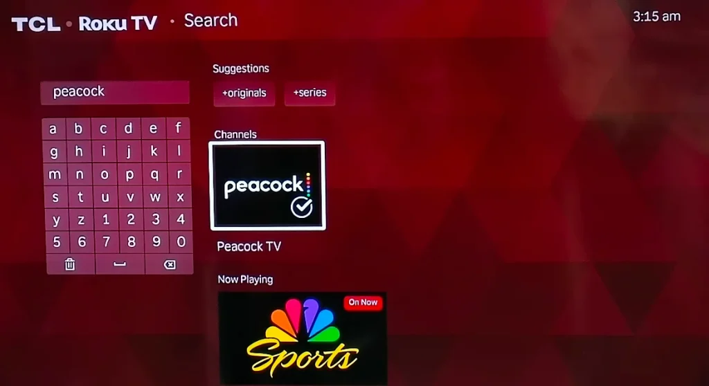 choose Peacock TV on Roku