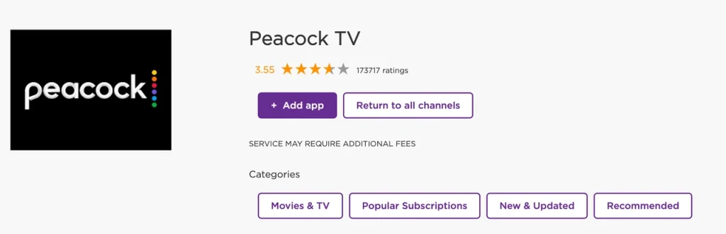 choose to add Peacock TV to Roku