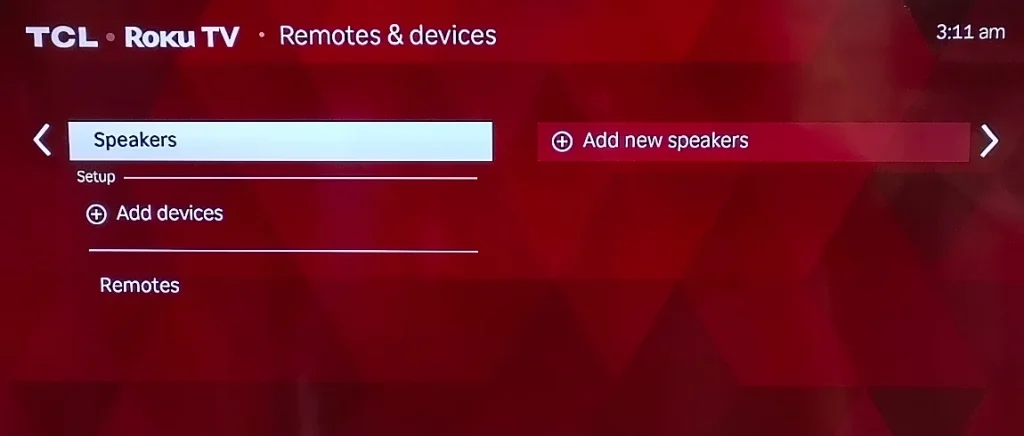 choose Speakers on Roku TV