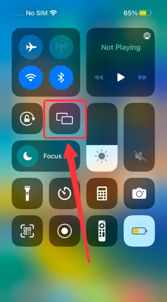 Screen Mirroring icon on iPhone