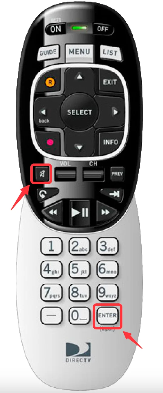 MUTE and ENTER buttons of Genie remote