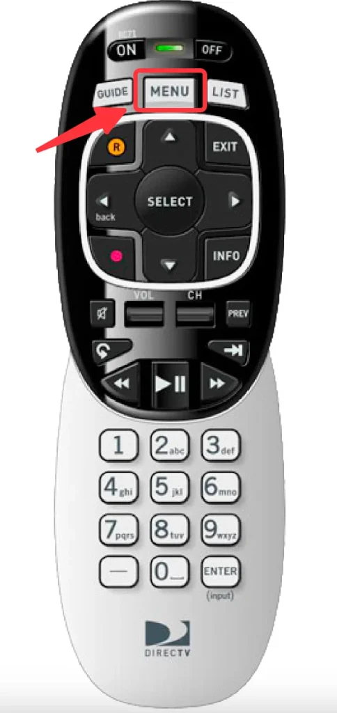 MENU button on Genie remote