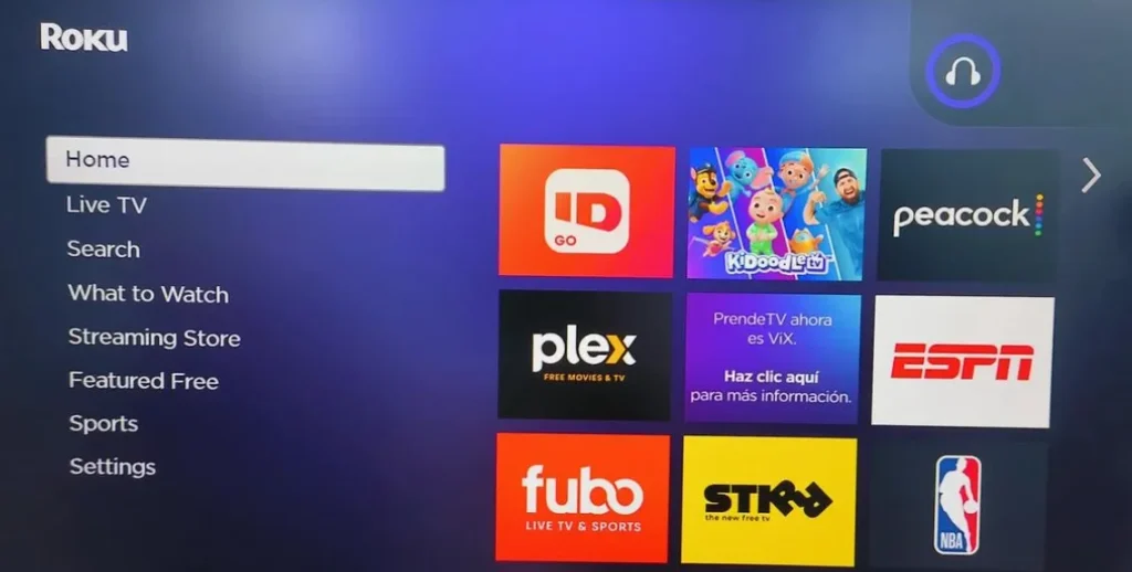 headphones logo appears on the Roku device