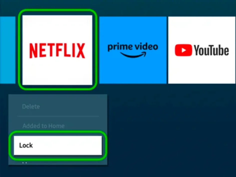 Lock app option on Samsung TV