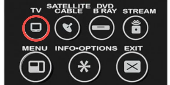 the TV button on Terk universal remote