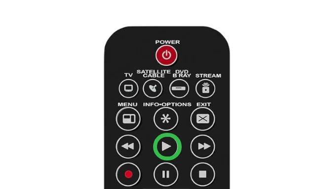 the Play button on Terk universal remote