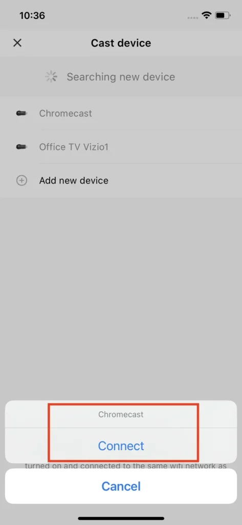 connect to a Chromecast device