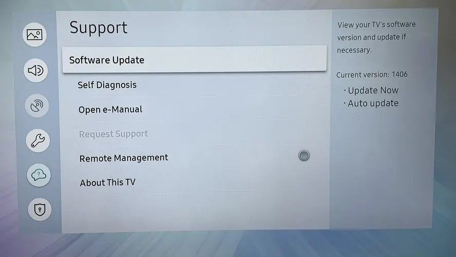 Software update on Samsung TV