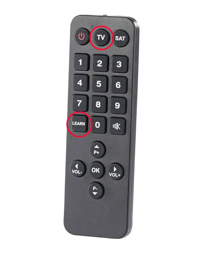 TV and Learn buttons on a universal remote