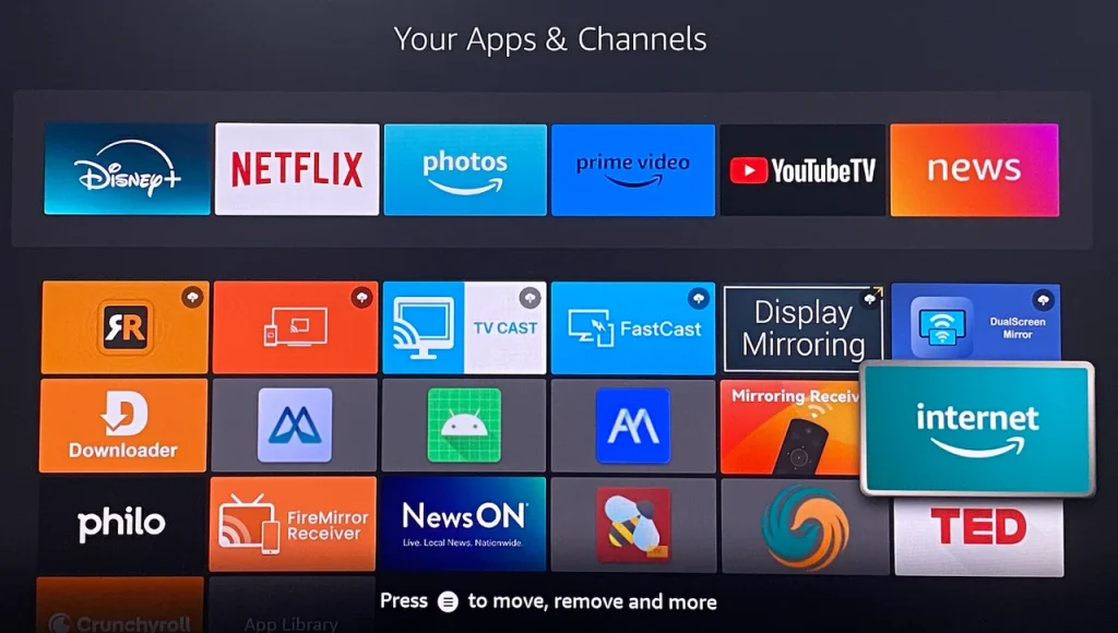 locate internet app on Firestick