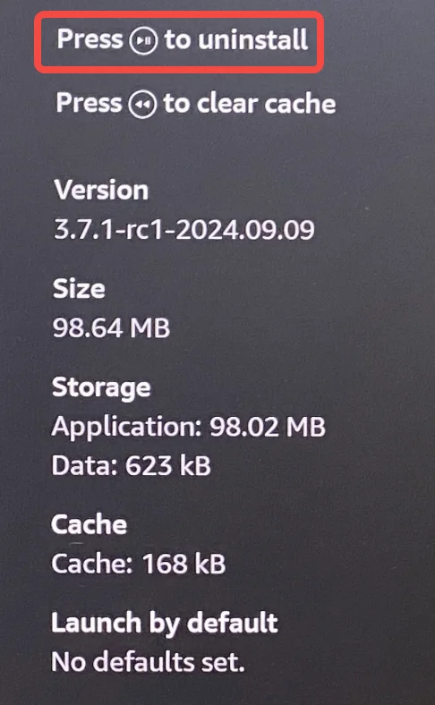 Uninstall option on FireStick