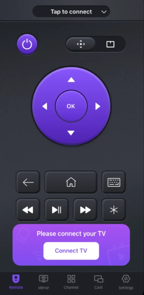 tap Connect TV on the app interface