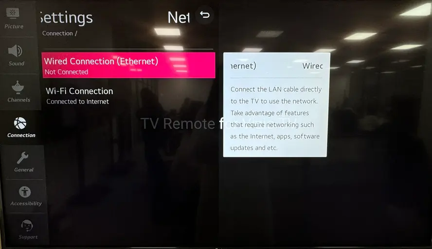 Network option on LG TV