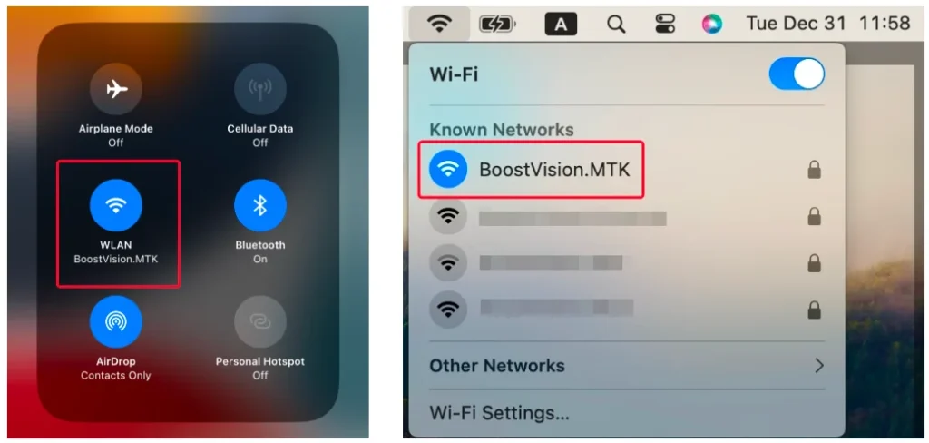 Connected wifi network on iPhone and Mac