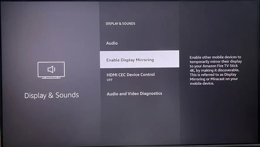 Enable display mirroring option