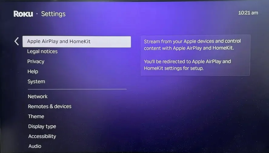 Apple airplay and homekit option on Roku