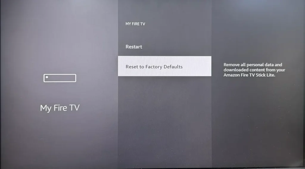 Factory reset option on Insignia TV