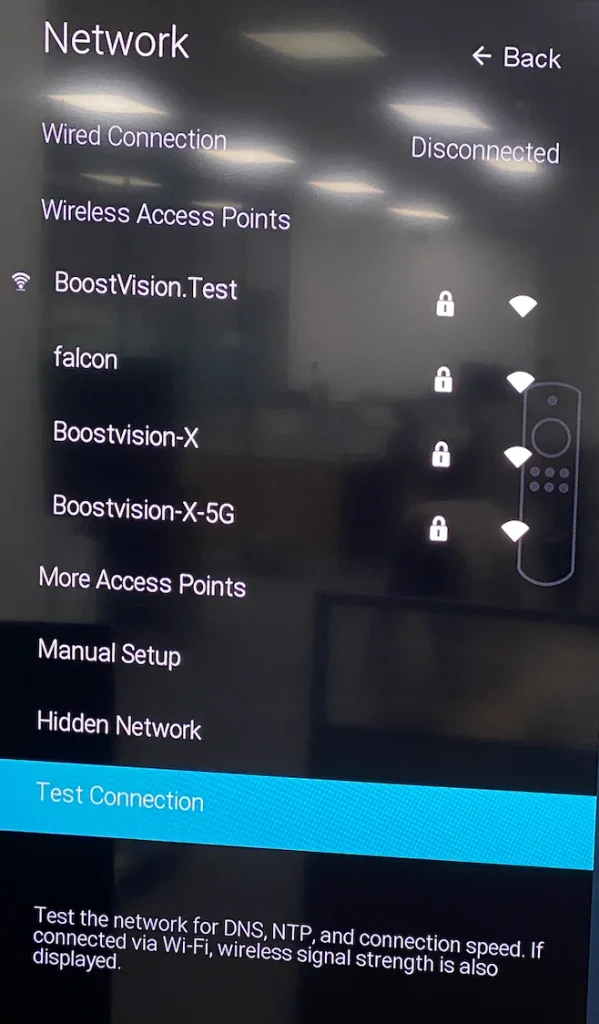 choose Test Connection on Vizio TV