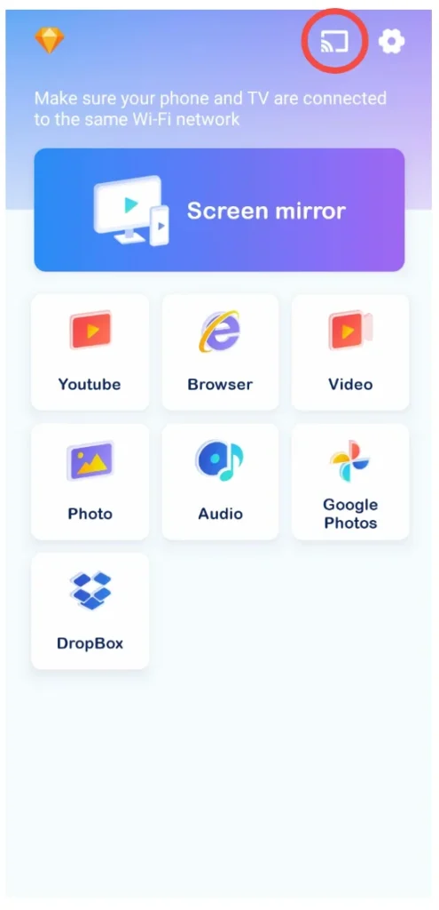 the connect button on the app interface