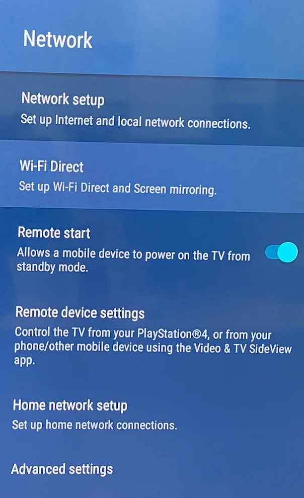 turn on Wi-Fi Direct on Sony TV