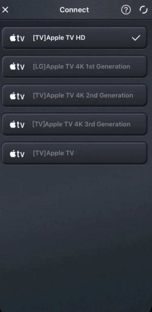 choose an Apple TV to connect to