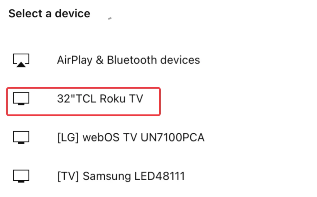 choose Roku from the list