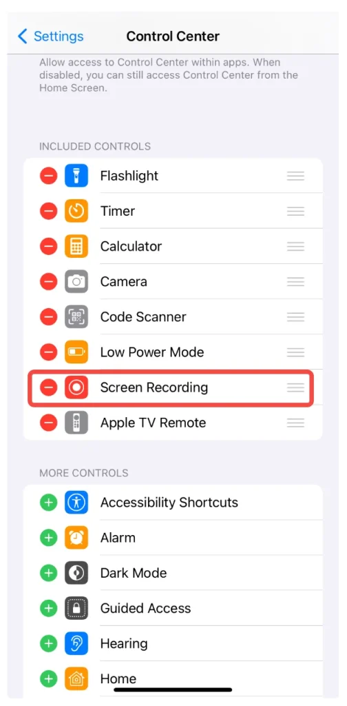 turn on Screen Recording on iPhone