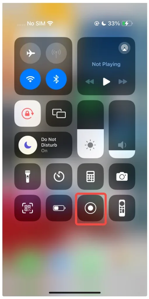 Record button on iPhone