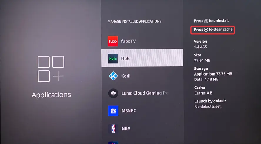 Clear Hulu cache on FireStick