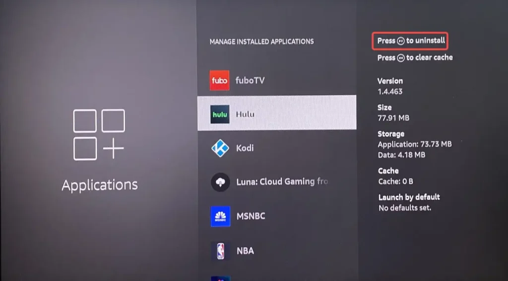 App Uninstall option on FireStick