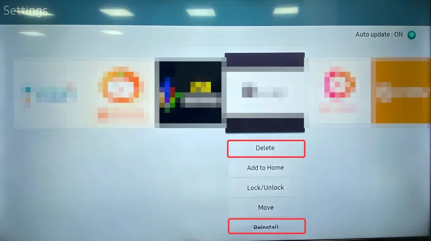 Delete option on Samsung TV