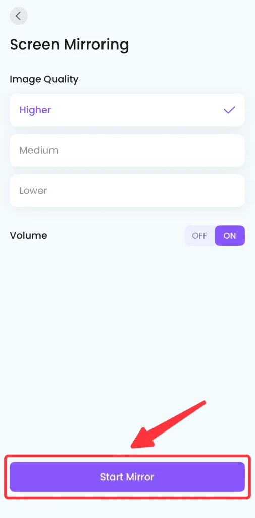 Start mirroring button