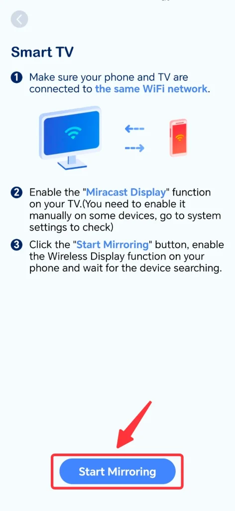 Smart TV Cast Start Mirroring