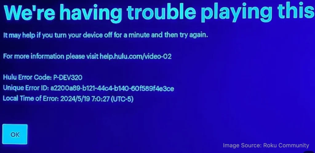 p-dev320 Hulu error code