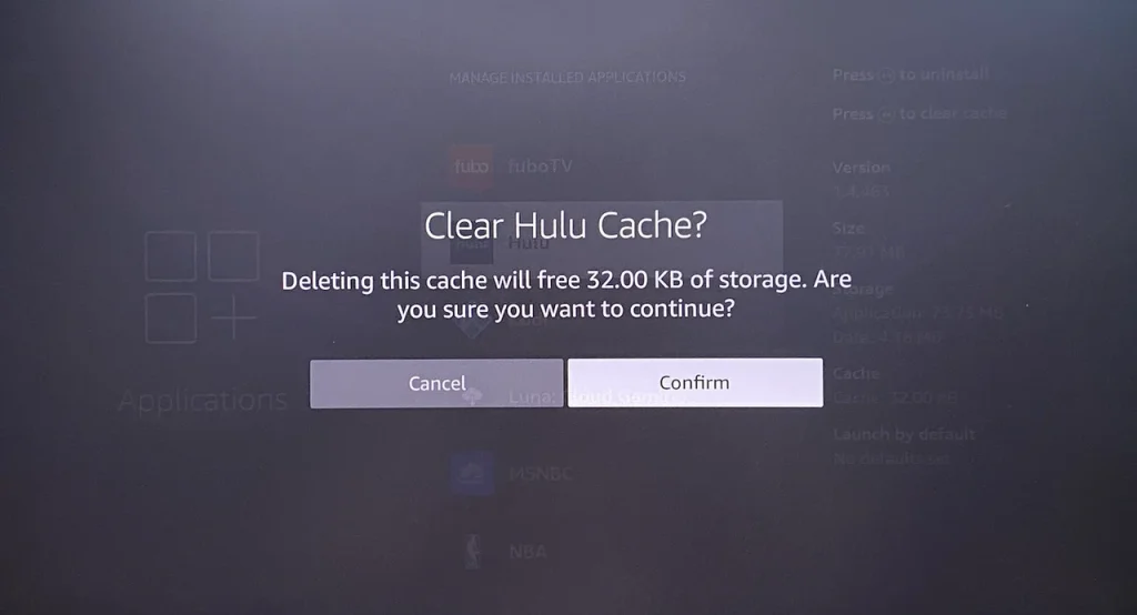 clear Hulu cache on Firestick