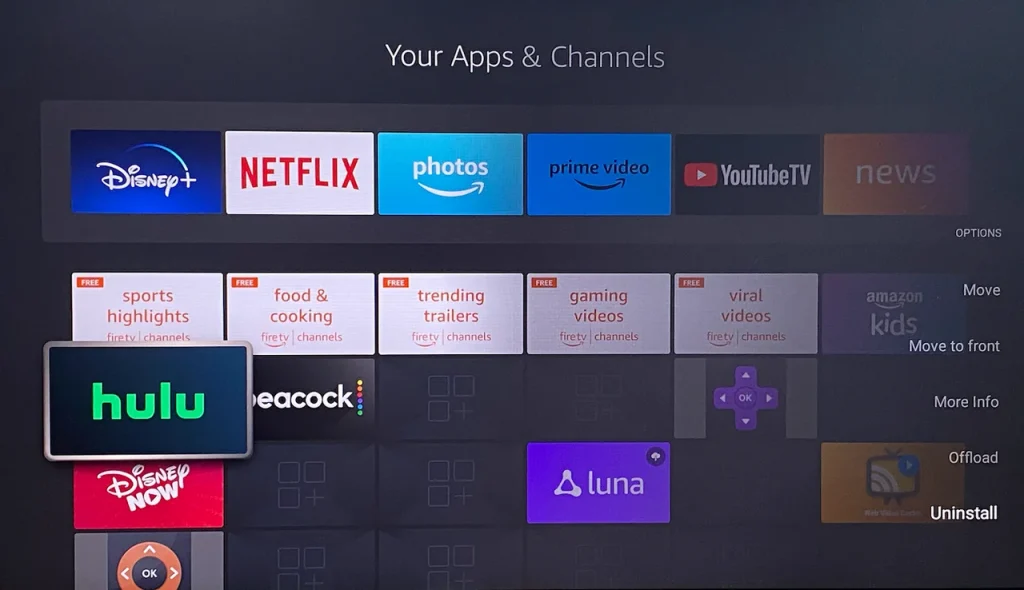 uninstall Hulu from Firestick