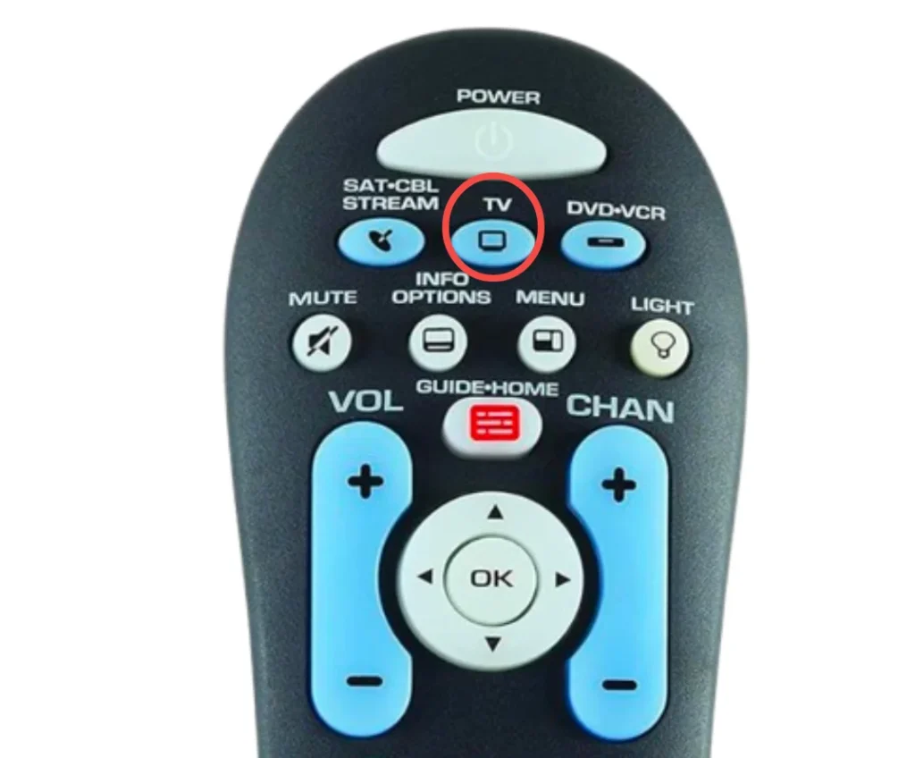 the TV button on a universal remote