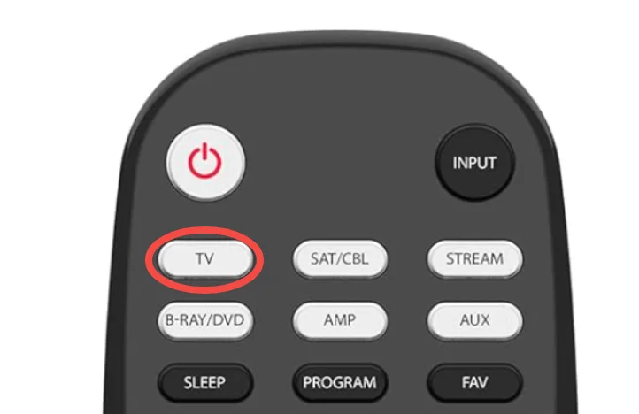 locate the TV button on the Blackweb remote