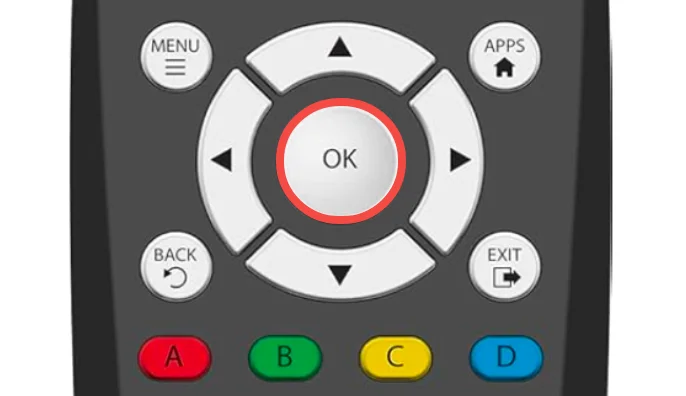 locate the OK button on the Blackweb remote