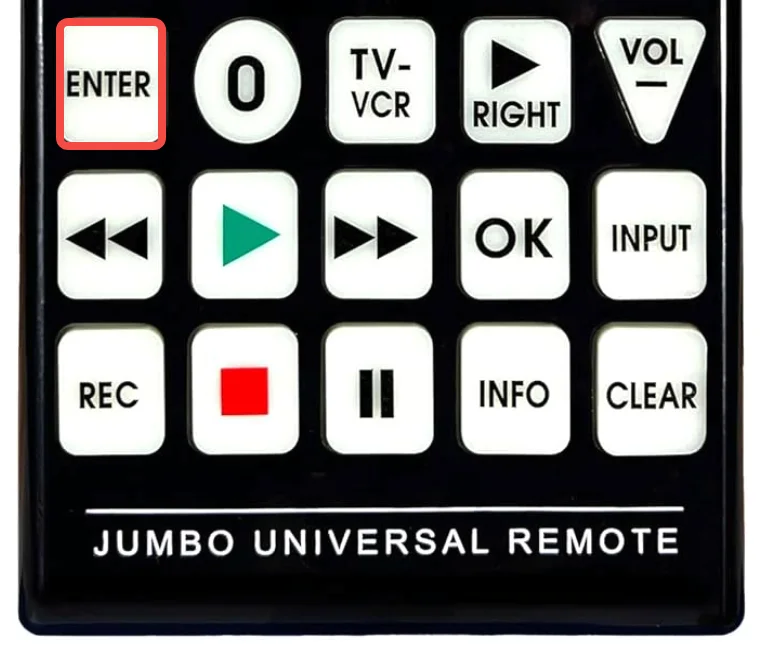 Enter button on Jumbo universal remote