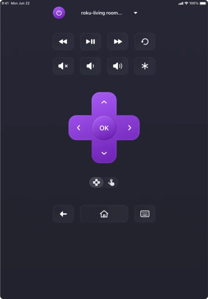 launch the universal remote app on a tablet