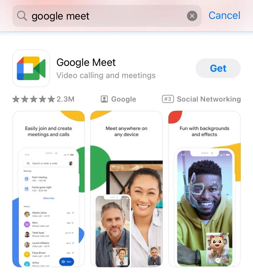 install Google Meet on the App Store