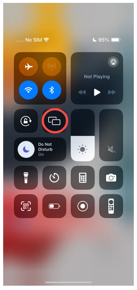 screen mirroring icon on Control Center