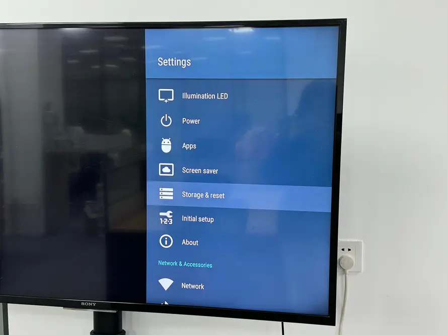 Factory reset option on Sony TV