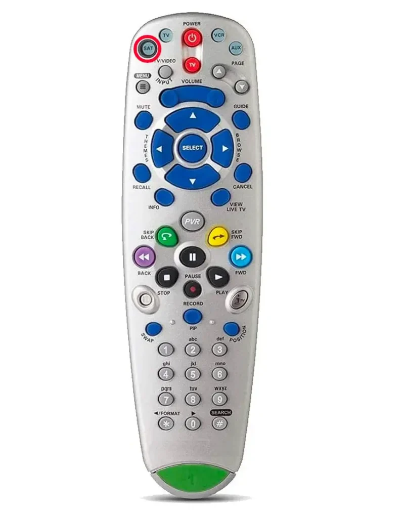 Sat button on the dish remote