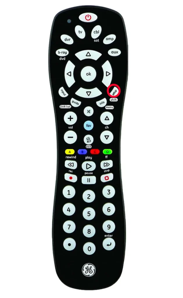 Setup button on the ge remote