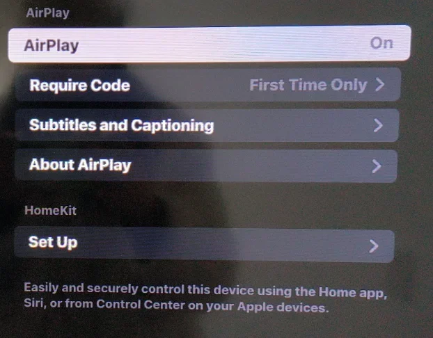 turn on AirPlay on Roku OS device