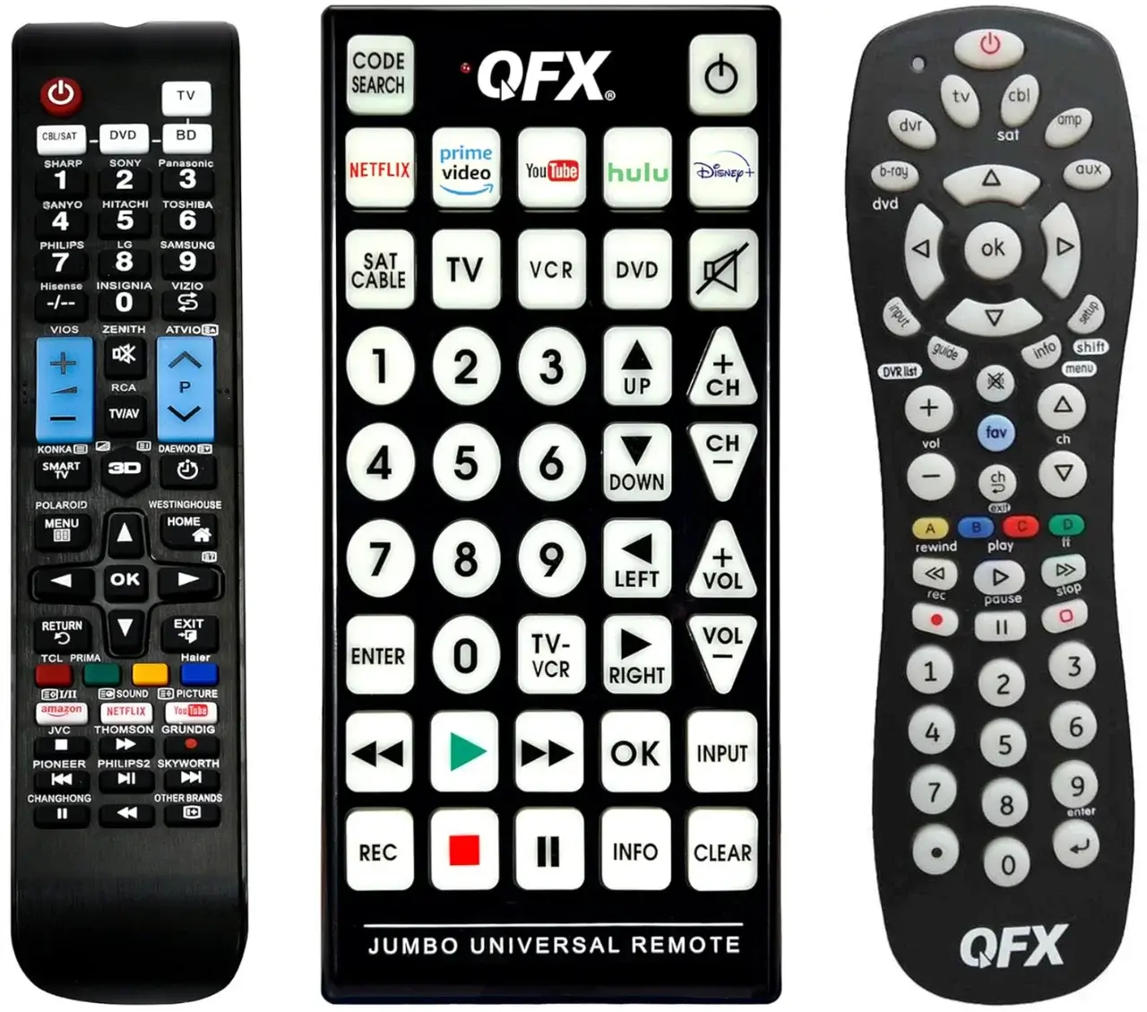 different models of QFX universal remote